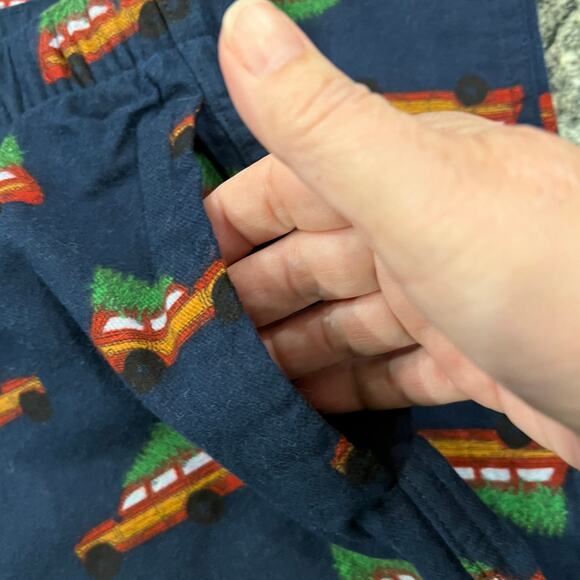 NWT J. Crew Men's Navy W/Christmas Tree & Truck Print Flannel Sleep Pant - LARGE - Picture 7 of 9